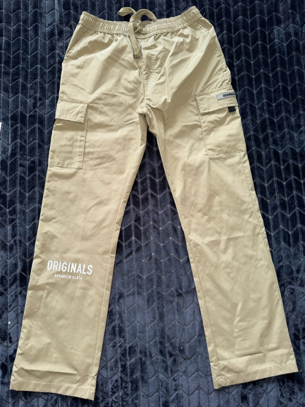 Originals Brooklyn Cloth Mens Cargo Pants utility Beige Drawstring Sz Small